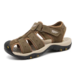 Men Casual Beach Sandals Handmade Closed Toe Outdoor Summer Shoes Big Size