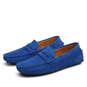 Men Casual Shoes Fashion Pea Shoes Handmade Suede Genuine Leather Loafers Moccasins Slip on Men’s Flats Driving Shoes Big Size
