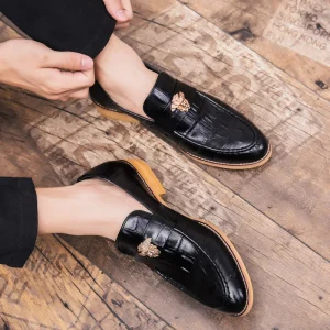 Men Casual Walking Style Shoes Fashion Streetwear Design Dress Leather Penny Loafers Men Office Formal Dress Shoe