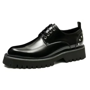 Men Genuine Leather Shoes, Rivet, Wedding Formal Dress Shoes, Oxfords
