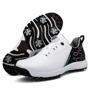 Men Golf Shoes Women Breathable Leather Upper Rotating Shoelaces Sport Shoes