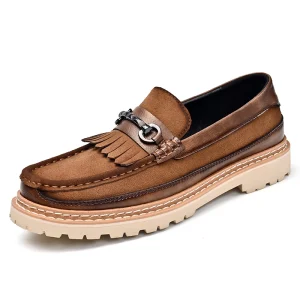 Men Leather Casual Shoes Lightweight Breathable Comfortable Slip-On Design with Durable Wear Resistant Outsole Dress Shoes