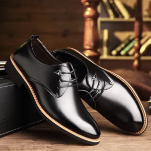 Men Leather Shoes Male New Fashion Business Casual Shoe Pointed Toe Black Formal Men’s Dress Shoes