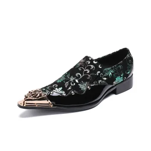 Men Party Dress Shoes Metal Toe Stylist Loafer Mixed Leather Business Fashion Footwear for Male