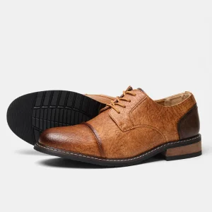Men Retro Derby Shoes Anti-slip Wear Increase Breathable Business Office Wedding Dress Shoes