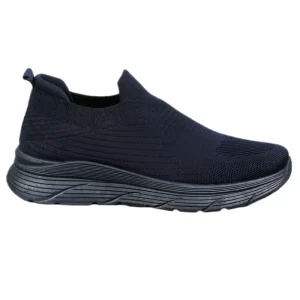 Men Running Shoes Lightweight High-Elastic Breathable Fly Knit Upper Slip-On Striped Comfort Soft Fashion Trend Sock Design