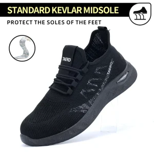 Men Steel Toe Safety Work Shoes Anti slip Abrasion Resistant Footwear for Warehouse Mechanic & Engineering Work