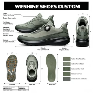 Men Walking Rotary Buckle Sneakers Waterproof Mesh Upper Shoes Anti Slip Lug Sole Lightweight Hiking City Casual Footwear