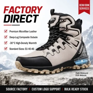 Men Winter Boots Waterproof Microfiber Leather Shell -30℃ Rated Insulation Interior Anti Skid Winter Snow Footwear