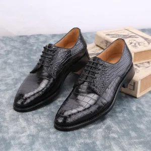 Men’s 100% Crocodile Leather Formal Shoes Luxury Business & Wedding Footwear Autumn Winter