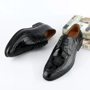 Men’s 100% Crocodile Leather Handmade Formal Dress Shoes Business Casual Lace-Up Leather Footwear