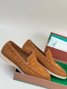 Men’s 100% Crocodile Leather Slip-On Loafers High-End Exquisite Comfort Casual Daily