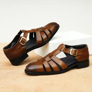 Men’s 47 Sizes Outdoor Solid Flat Casual Sandals Breathable Summer with Slip On Closure Round Toe