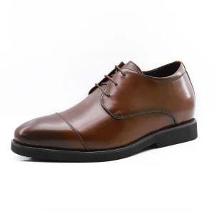 Men’s 7 Cm Summer Fashionable Genuine Leather Cushioned Elevator Shoes Height Increasing Formal Style Dating Parties