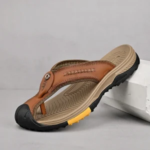 Men’s Adjustable Strap Slides Brown Black Casual Summer Beach Anti-Slip Soft Flat Sandals Outdoor