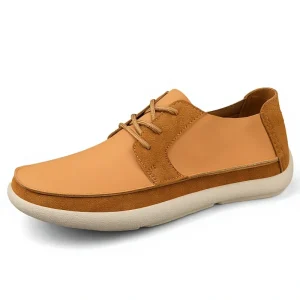 Men’s All Seasons Casual Leather Shoes Genuine Leather Upper Rubber Outsole Lace Up Round Toe Breathable Non Slip Solid Color