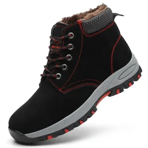 Men’s American Anti Static Safety Boots Steel Toe Smash Proof Puncture Resistant Mid Cut for Winter Factory Use