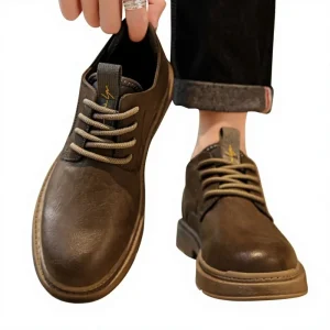 Men’s Ankle Boots Low Top New Style Casual Front Lacing Rubber Outsole Increase Height British Style