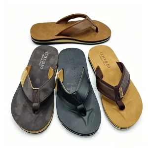 Men’s Anti Slip Thong Sandals Quick Dry Rubber Sole PU Strap for Beach Hotel Poolside Spa