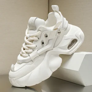 Men’s Athletic Casual Sneakers Height Increasing White Shoes Cushioned Anti Slippery Sporty Running Shoes