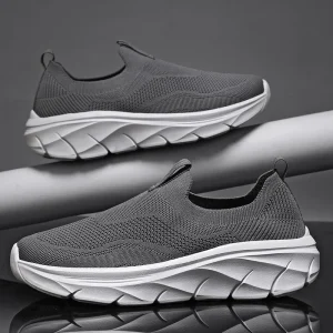 Men’s Autumn Fashion Trend Running Shoes Soft Rubber Midsole Breathable Mesh Upper Non Slip Slip on Closure Walkable Middle aged