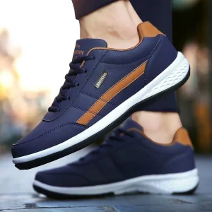Men’s Autumn Leather Waterproof Breathable Travel Board Running Casual Sports Shoes