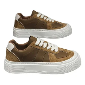 Men’s Autumn New Genuine Leather Running Shoes Thick Sole Rubber Insole Height Increasing Fashion Trend
