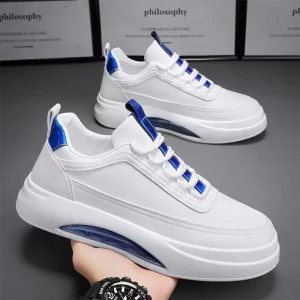 Men’s Autumn Solid Color Durable Heightening Lightweight Walking Shoes Korean Style Trendy Casual Fashion PU Upper