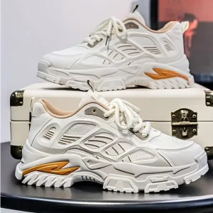 Men’s Autumn Youth Mesh Casual Clunky Sneakers Breathable Cotton Lining Non-slip Height Increasing Sports Fashion Shoes