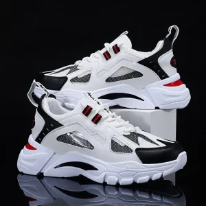 Men’s Basketball Style Sports Shoes Black Mesh Breathable Single Shoes for College Students for Campus Outdoor Hiking Running