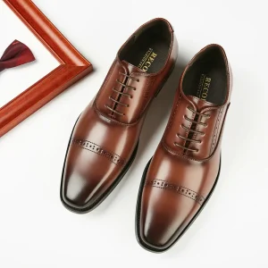 Men’s Big Size Genuine Leather Formal Wedding Style Oxfords for Office & Career
