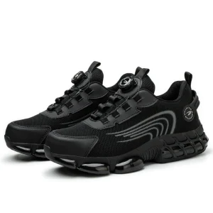 Men’s Black Breathable Anti smashing Steel Toe Safety Shoes Quick Lacing Non slip Metal Specifications Winter Security Guard