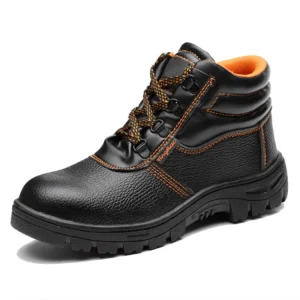 Men’s Black Breathable Leather Steel Toe Safety Shoes Winter Autumn Fabric Rubber Insole Working Boots for Spring for Factory