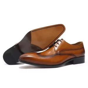Men’s Black Formal Derby Leather Shoes Anti-Odor