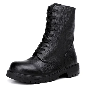Men’s Black Leather Boots Upper Leather High Top Shoes