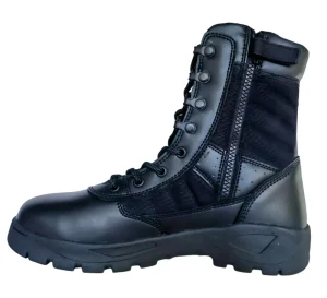 Mens Black Leather Outdoor Boots for Tatcical and Outdoor PU Midsole Rubber Outsole Safety Shoes