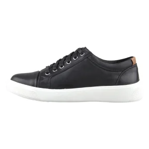 Men’s Black Leather Shoes Casual Breathable Lightweight Outdoor Sneakers