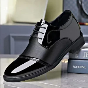 Men’s Black Patent Leather Oxfords Formal Dress Shoes for Business Wedding Non-slip Comfortable Footwear Custom Logo