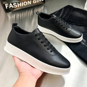 Men’s Black Platform Sneakers Summer Autumn Sporty Retro Lightweight Waterproof Height Increasing Casual Shoes