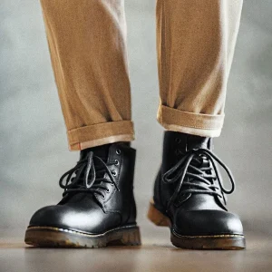 Men’s Boots Cowboy Football Boots Retro Workwear Black Casual Ankle Leather Motorcycle Hiking Boots Summer