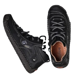 Men’s Boots New Leather Shoes Sports Trend Breathable Soft Rubber Outsole Driving Shoes