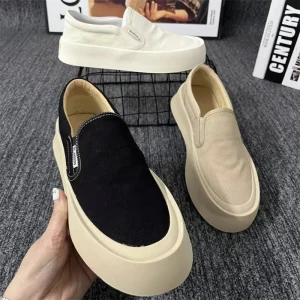 Men’s Breathable Canvas Sneakers Waterproof Wear Resistant Thick Sole Height Increase Casual Sports Shoes