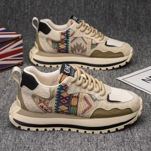 Men’s Breathable Fashionable Print Casual Height increasing Shoes Thick Sole Sports Shoes