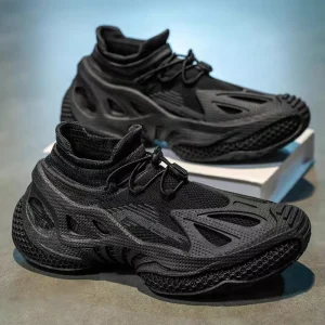 Men’s Breathable Flying Mesh Sneakers Trend One-Pedal Casual Thick-Soled Dad Shoes