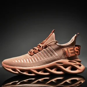 Men’s Breathable Knit Running Shoes Blade Shock Absorption Sole Lightweight Athletic Sneakers