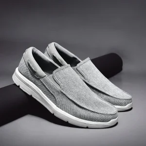 Men’s Breathable Lightweight Canvas Slip On Casual Shoes Flat Bottom Design for Long Wear All Seasons