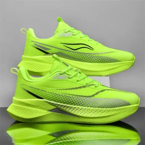 Men’s Breathable Mesh Casual Running Shoes Lightweight Cushioned Non Slip Fashionable Thick Soled Sports Shoes
