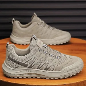 Men’s Breathable Mesh Upper Mid Cut Work Shoes With EVA Midsole Rubber Outsole Non-Slip Wear-Resistant