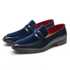 Men’s Breathable PU Suede Leather Pointed Toe Oxford Loafers Slip-On Shoes Anti-Slippery for Career Business Wedding