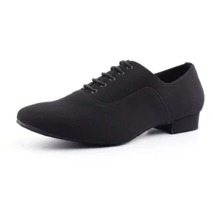 Men’s Breathable Soft Oxford Cloth Upper 1 Inch Suede Outsole Ballroom Latin Dance Shoes China Made